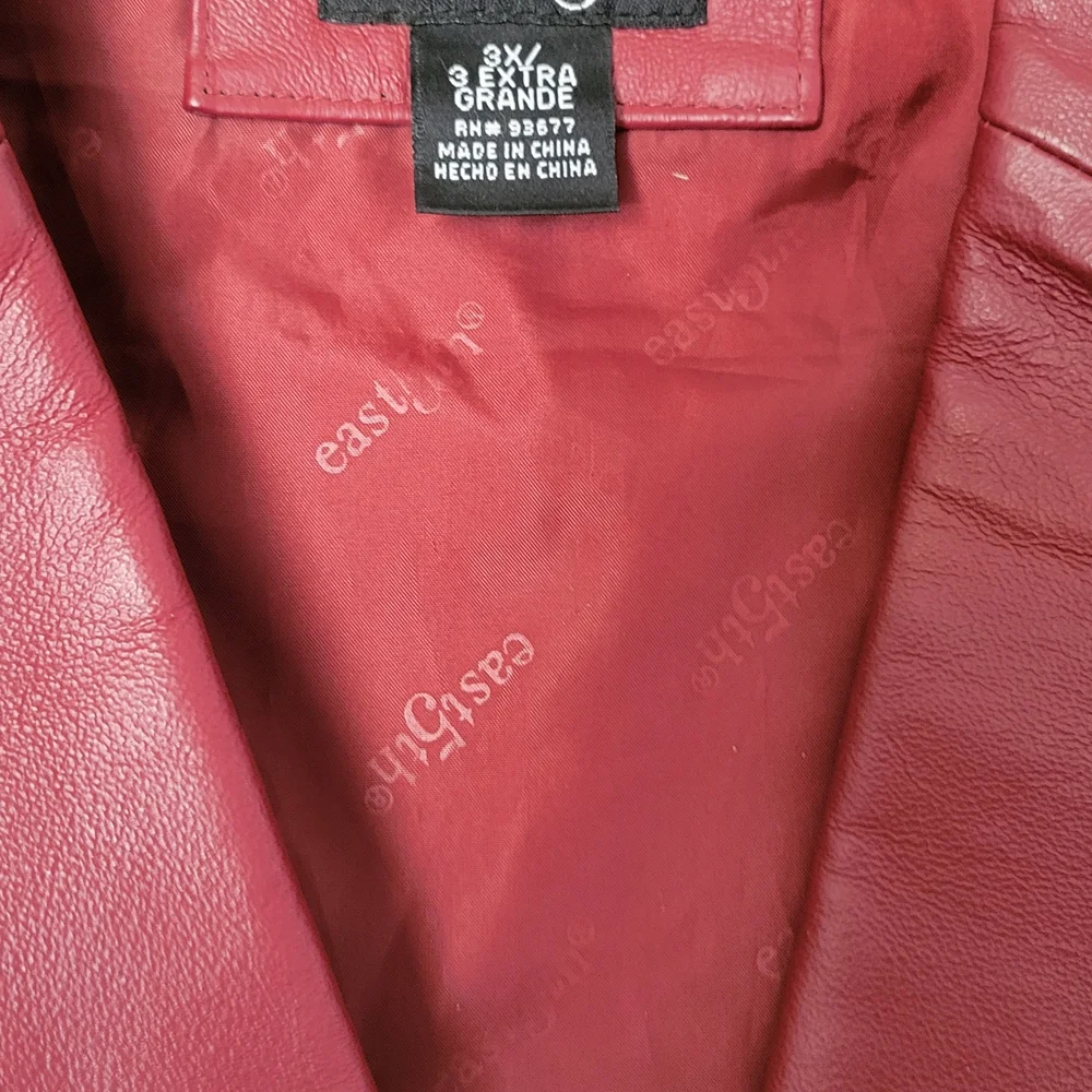 Women's Red Leather Jacket - Picture 2 of 5